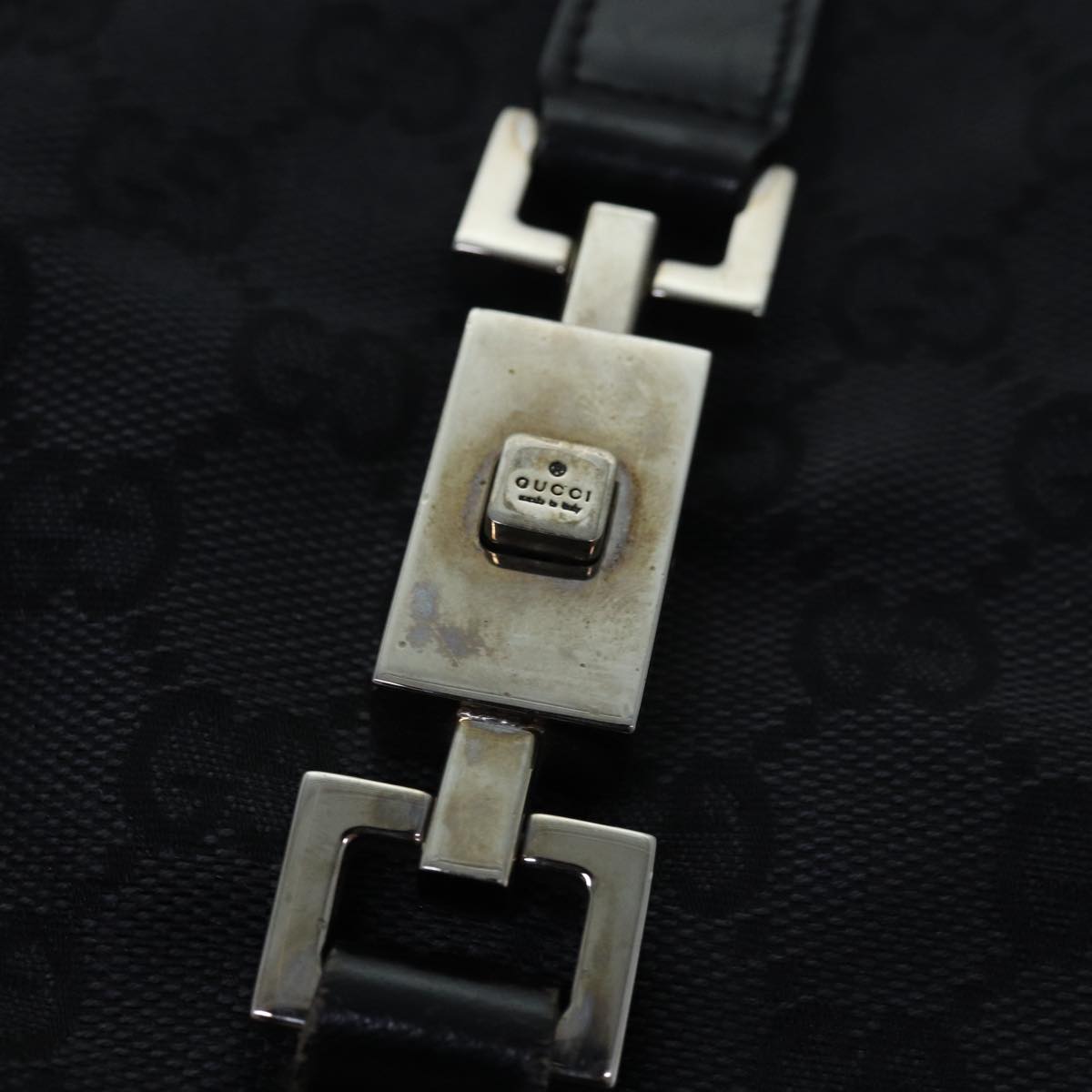 GUCCI Jackie Shoulder Bag Canvas Leather Black 001 3346 80830