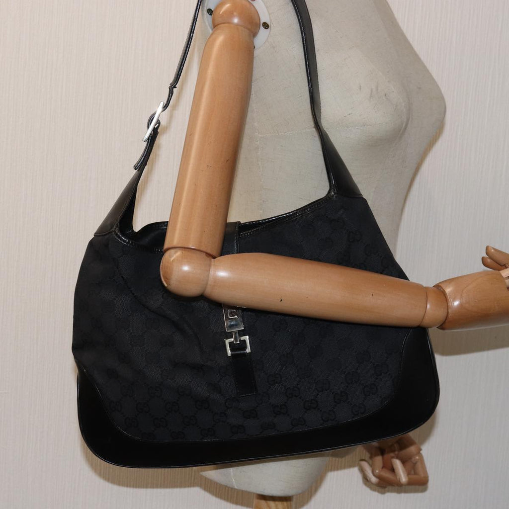 GUCCI Jackie Shoulder Bag Canvas Leather Black 001 3346 80830