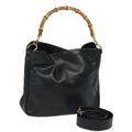 GUCCI Bamboo Shoulder Bag Leather 2way Black 001 1638 80839