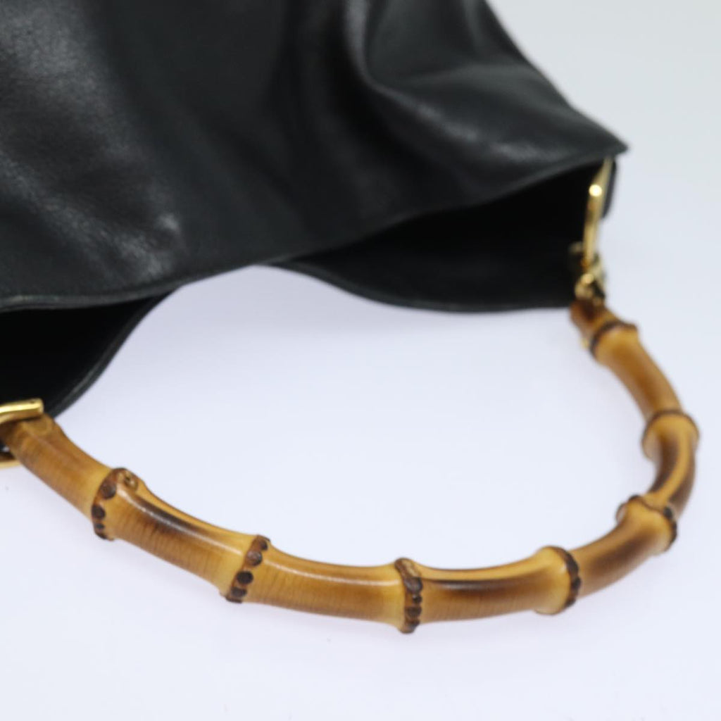 GUCCI Bamboo Shoulder Bag Leather 2way Black 001 1638 80839