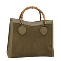 GUCCI Bamboo Hand Bag Suede Leather Khaki 002 1186 0260 80840