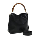 GUCCI Bamboo Shoulder Bag Leather 2way Black 001 3754 1638 80841