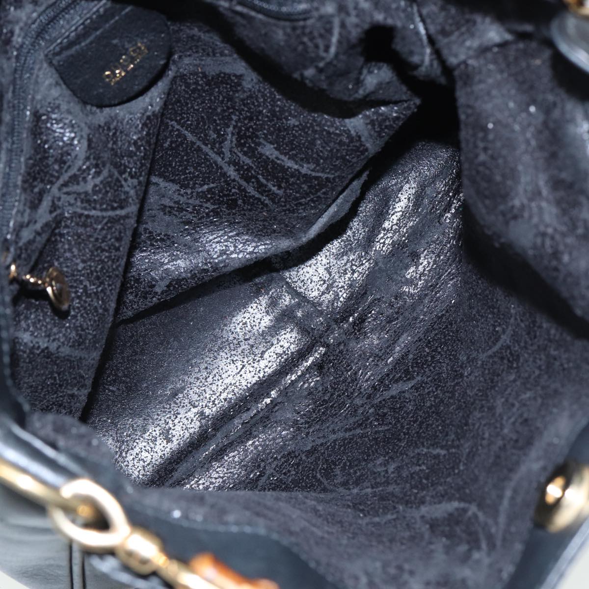GUCCI Bamboo Shoulder Bag Leather 2way Black 001 3754 1638 80841