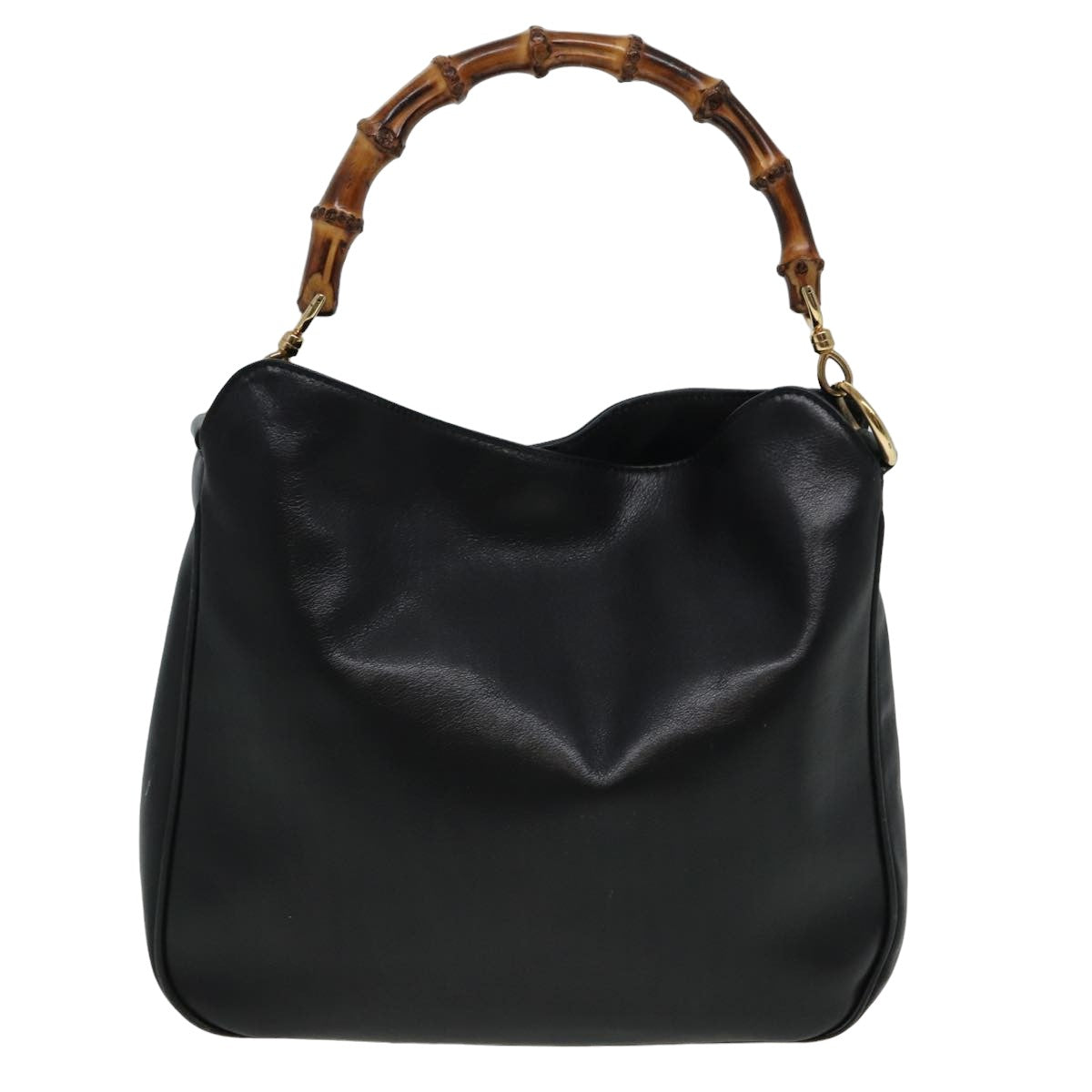 GUCCI Bamboo Shoulder Bag Leather 2way Black 001 3754 1638 80841
