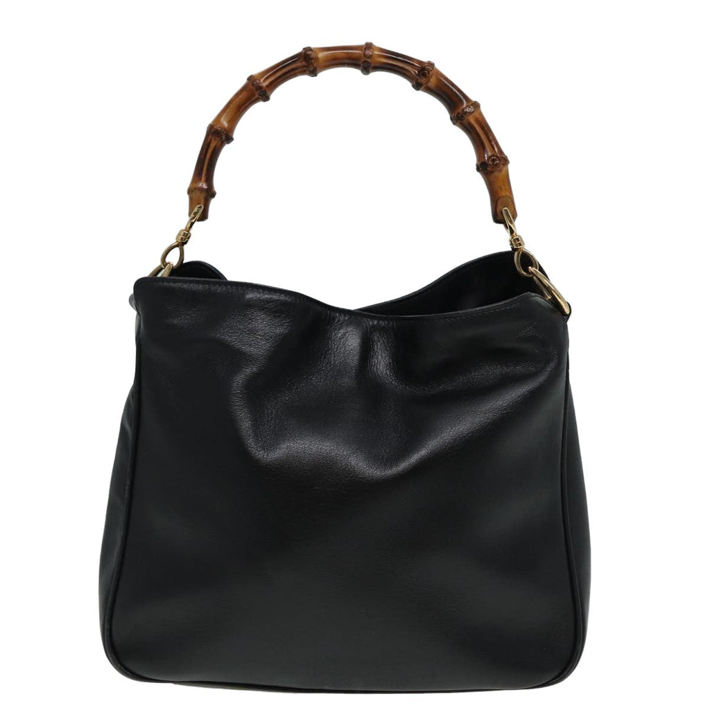 GUCCI Bamboo Shoulder Bag Leather 2way Black 001 3754 1638 80841