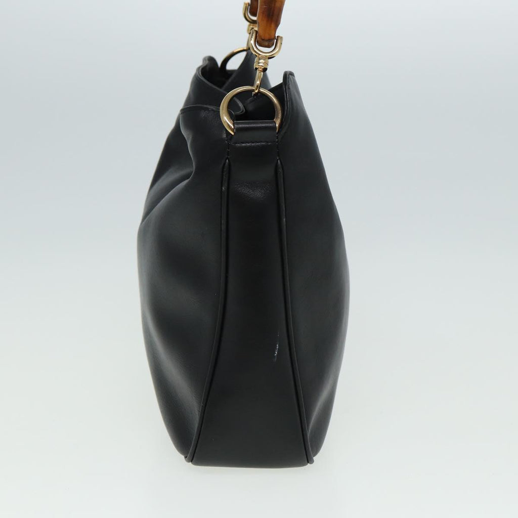 GUCCI Bamboo Shoulder Bag Leather 2way Black 001 3754 1638 80841