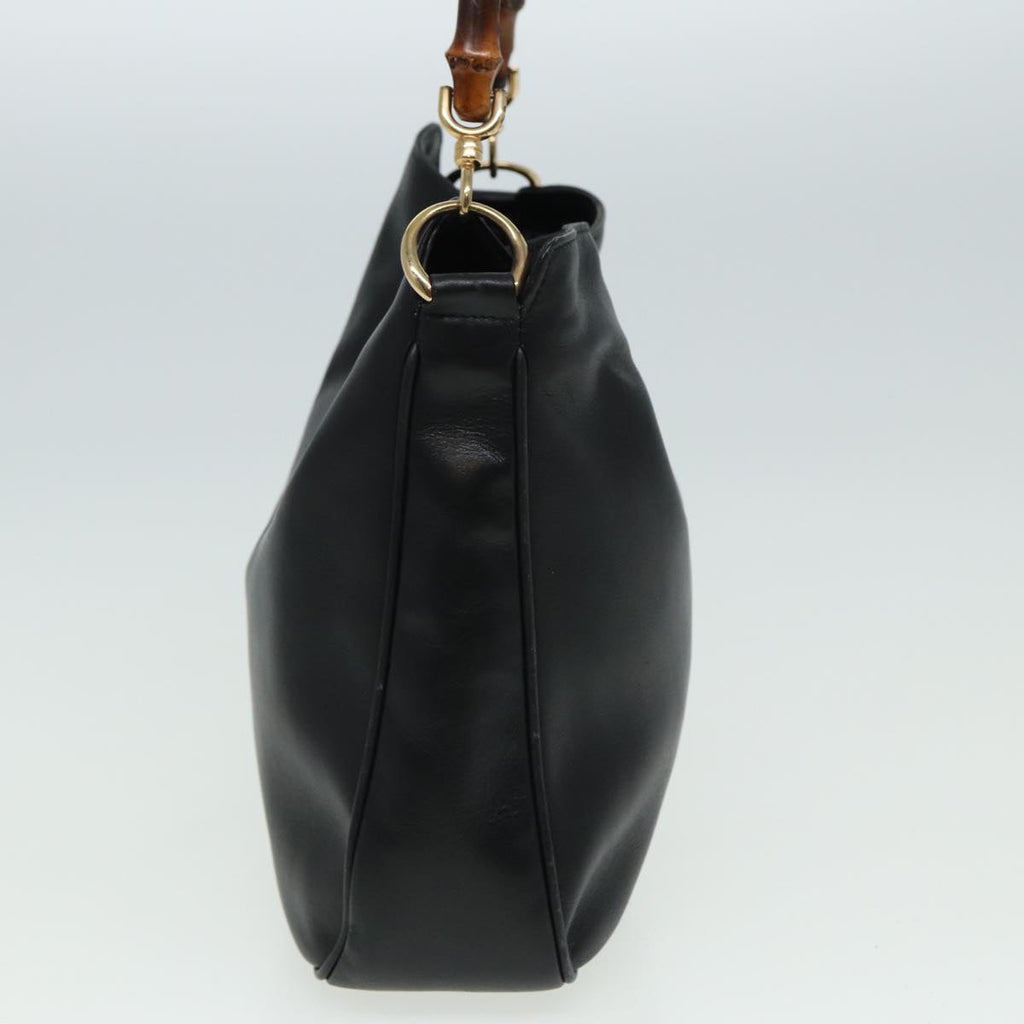 GUCCI Bamboo Shoulder Bag Leather 2way Black 001 3754 1638 80841