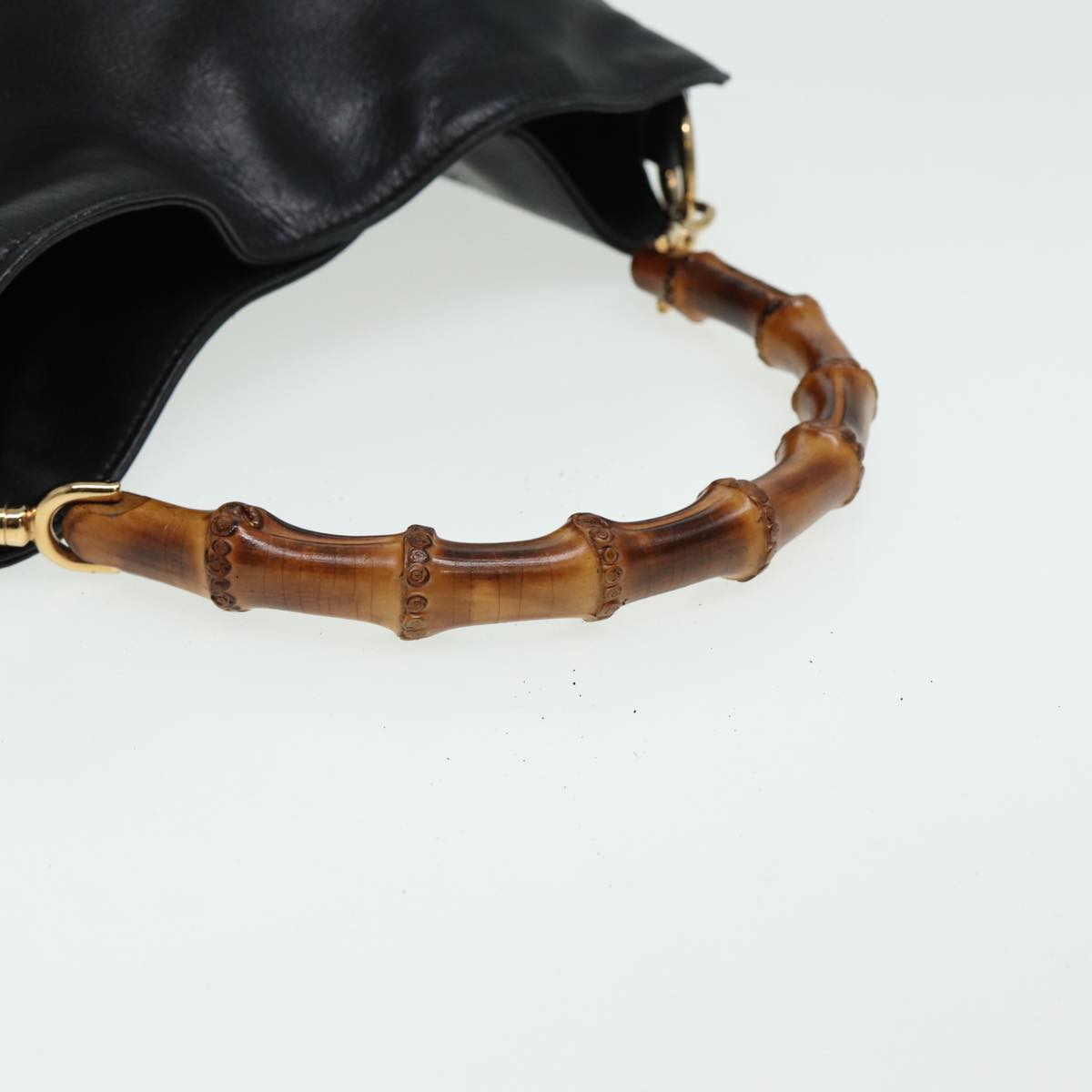 GUCCI Bamboo Shoulder Bag Leather 2way Black 001 3754 1638 80841