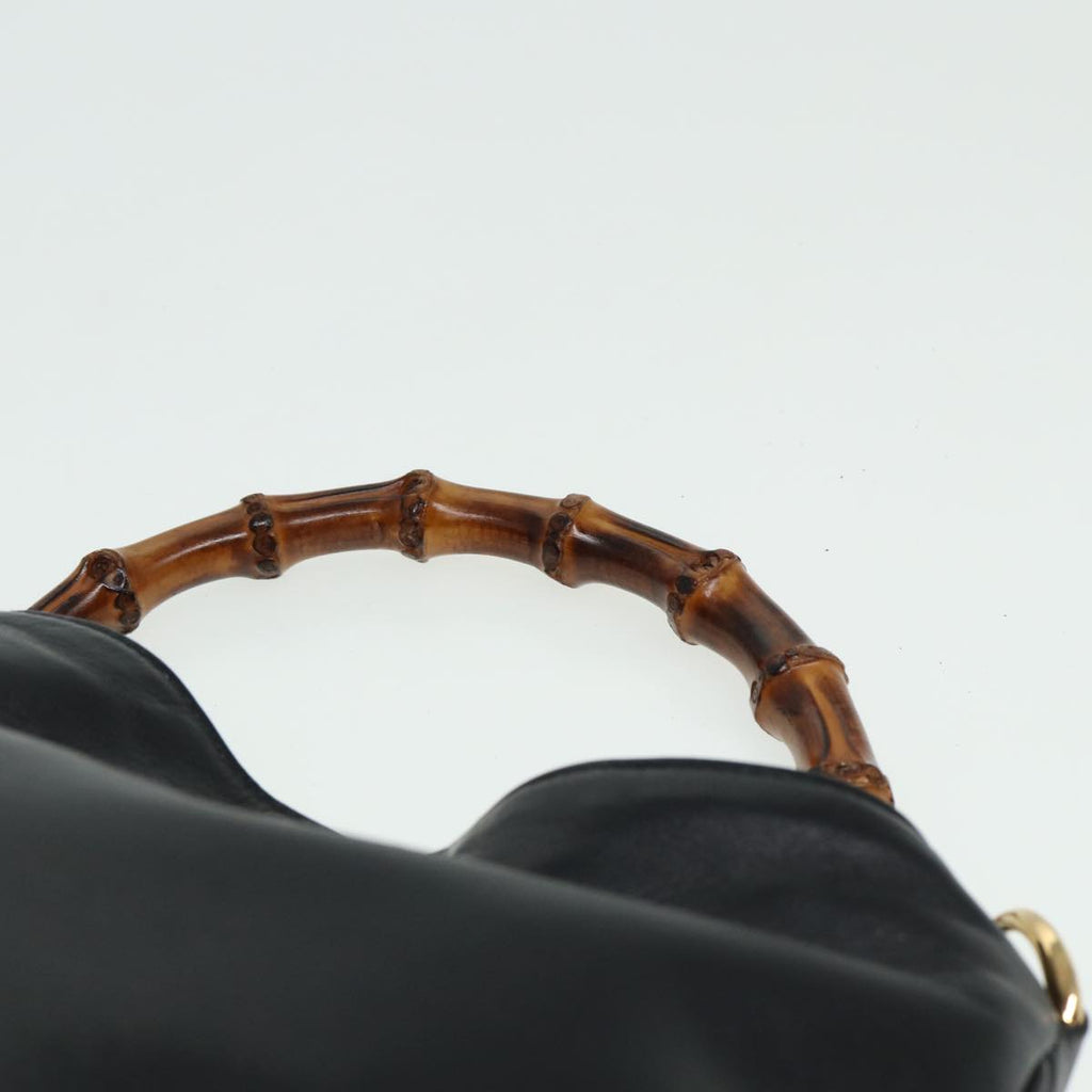 GUCCI Bamboo Shoulder Bag Leather 2way Black 001 3754 1638 80841