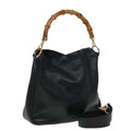 GUCCI Bamboo Shoulder Bag Leather 2way Black 001 3754 1638 80842