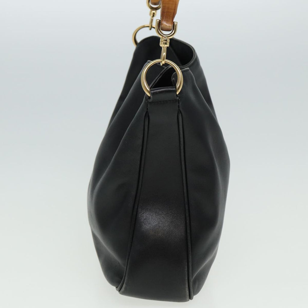 GUCCI Bamboo Shoulder Bag Leather 2way Black 001 3754 1638 80842