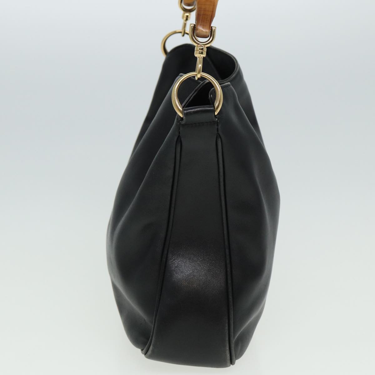 GUCCI Bamboo Shoulder Bag Leather 2way Black 001 3754 1638 80842