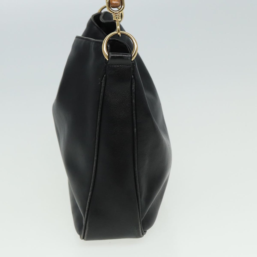GUCCI Bamboo Shoulder Bag Leather 2way Black 001 3754 1638 80842