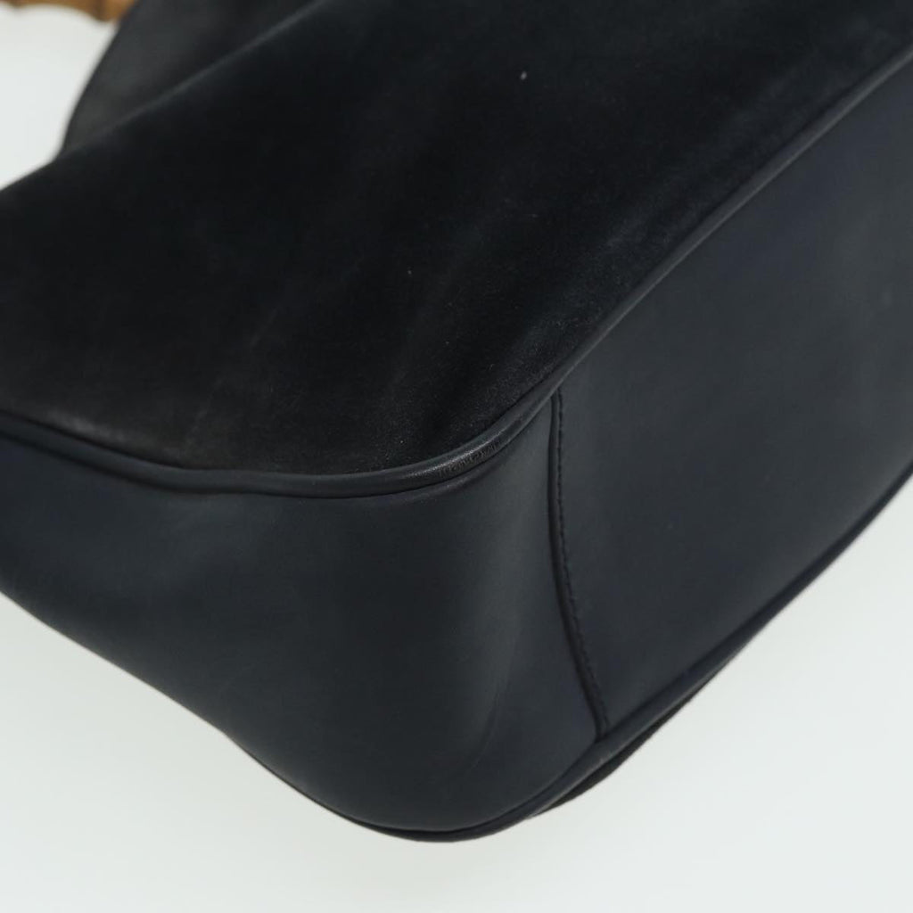 GUCCI Bamboo Shoulder Bag Suede Black 001 1638 2615 80843