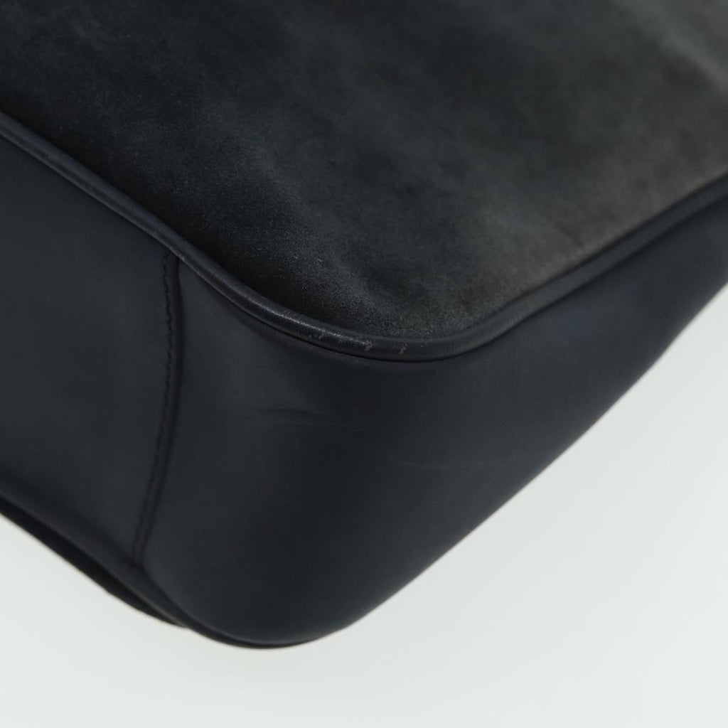 GUCCI Bamboo Shoulder Bag Suede Black 001 1638 2615 80843