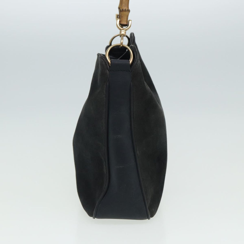 GUCCI Bamboo Shoulder Bag Suede Black 001 1638 2615 80843