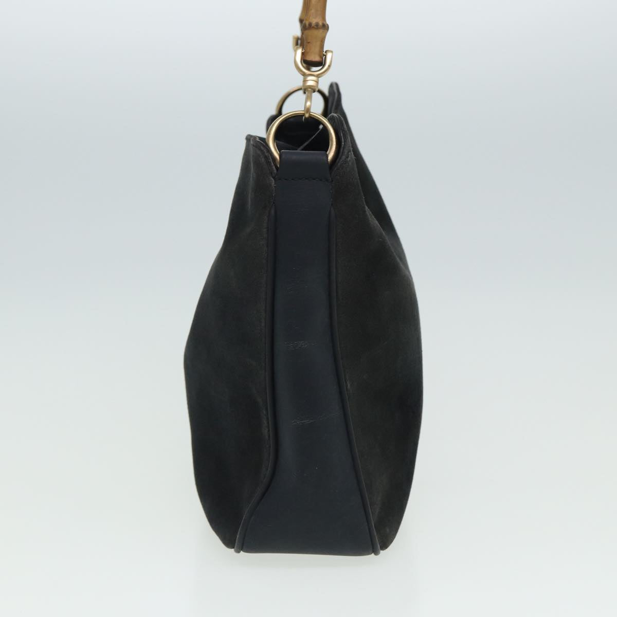 GUCCI Bamboo Shoulder Bag Suede Black 001 1638 2615 80843
