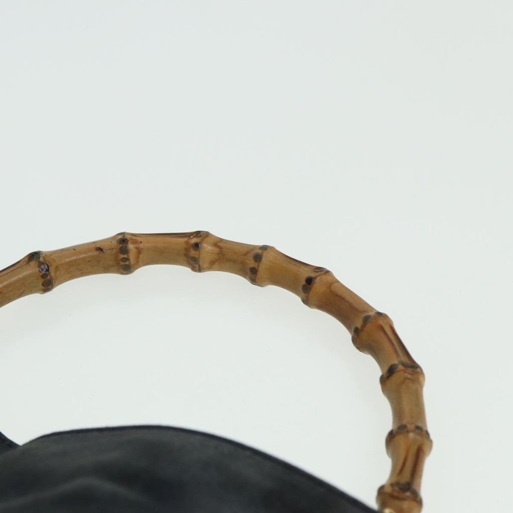 GUCCI Bamboo Shoulder Bag Suede Black 001 1638 2615 80843