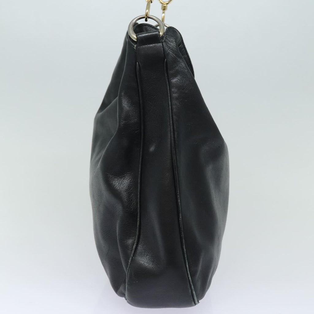 GUCCI Bamboo Shoulder Bag Leather 2way Black 001 1377 3754 80844