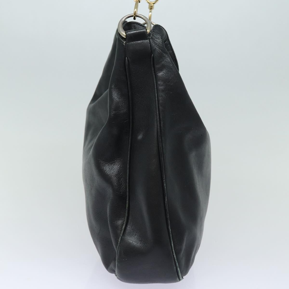 GUCCI Bamboo Shoulder Bag Leather 2way Black 001 1377 3754 80844