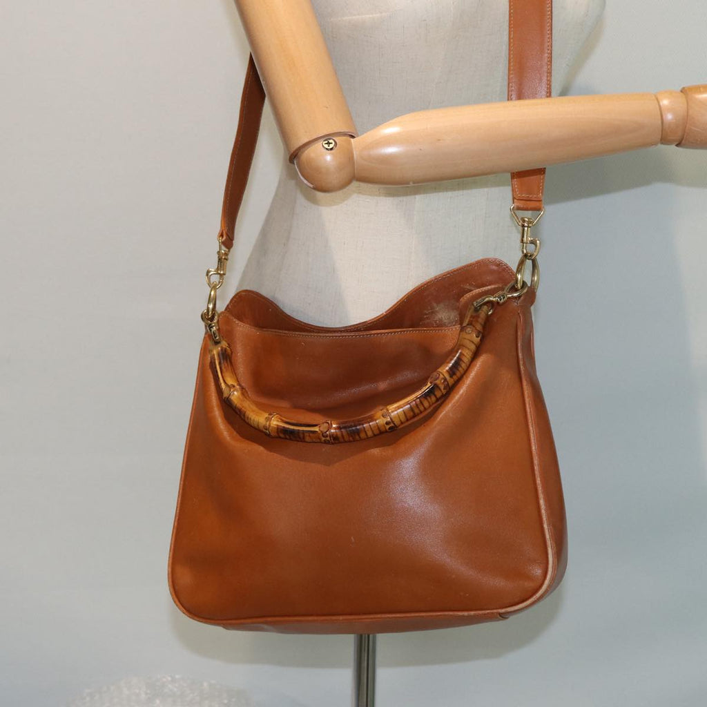 GUCCI Bamboo Shoulder Bag Leather 2way Brown 001 0166 1638 80845