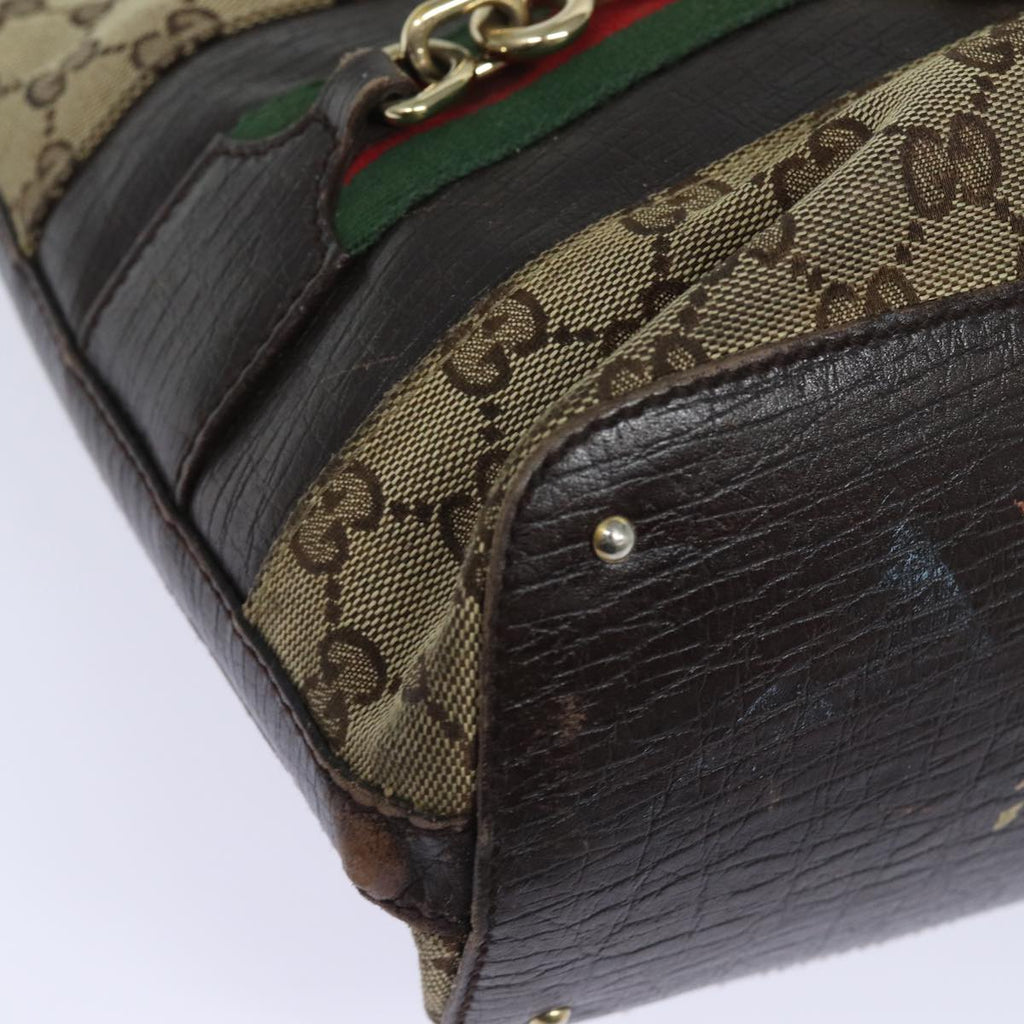 GUCCI GG Canvas Web Sherry Line Horsebit Tote Bag Beige Red 137385 80847