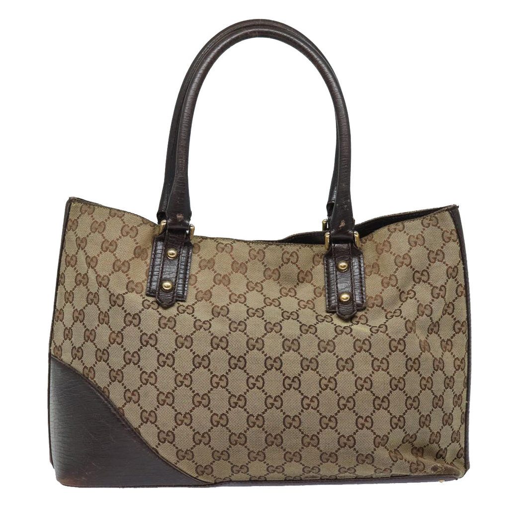 GUCCI GG Canvas Web Sherry Line Horsebit Tote Bag Beige Red 137385 80847