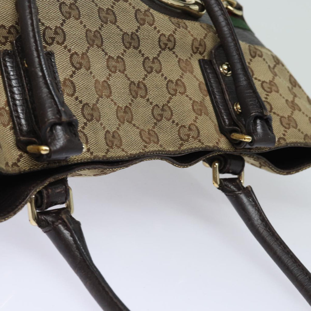GUCCI GG Canvas Web Sherry Line Horsebit Tote Bag Beige Red 137385 80847