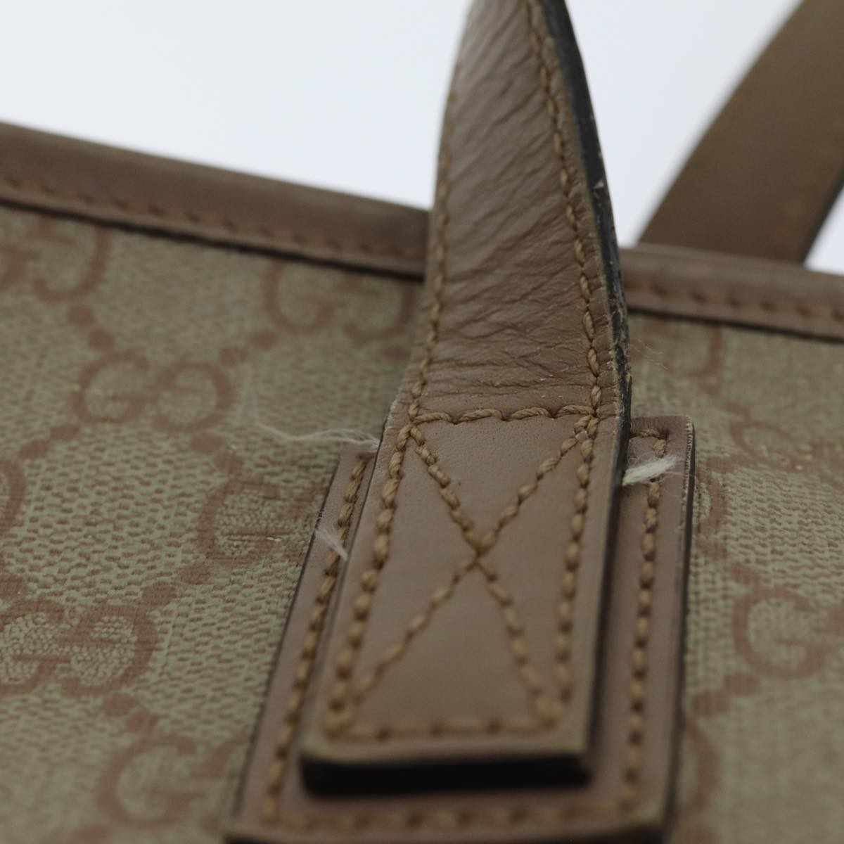 GUCCI GG Supreme Tote Bag PVC Leather Beige 211137 80851