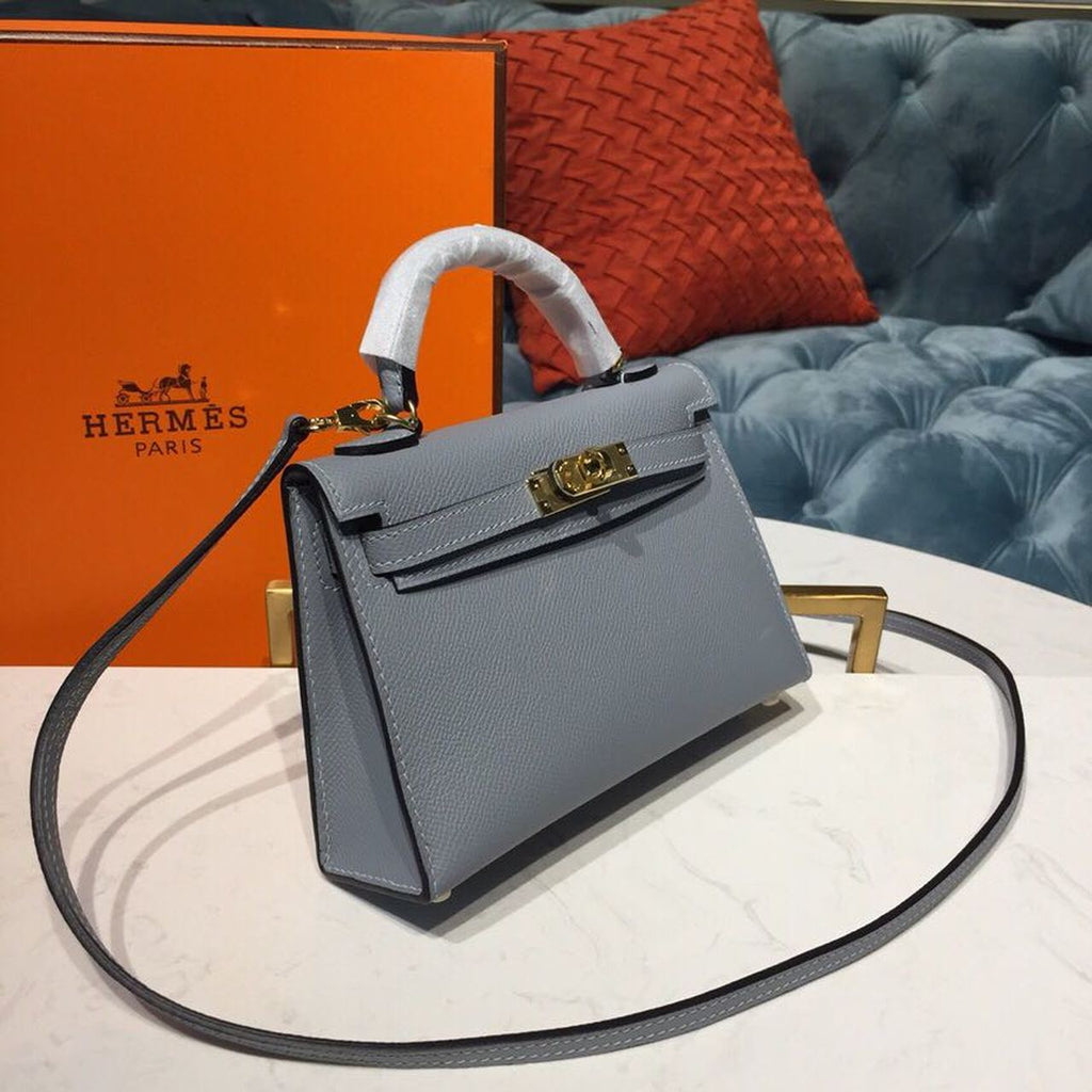 GLAMI Mini Kelly Light Blue For Women Gold Toned Hardware 7.5in/19cm