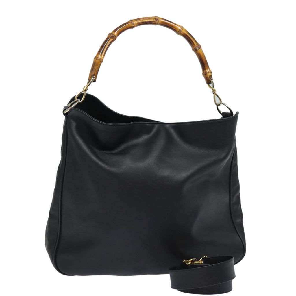 GUCCI Bamboo Shoulder Bag Leather 2way Black 001 1781 80887