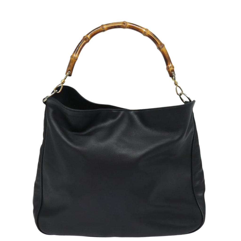 GUCCI Bamboo Shoulder Bag Leather 2way Black 001 1781 80887