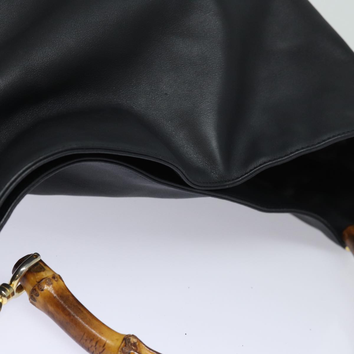 GUCCI Bamboo Shoulder Bag Leather 2way Black 001 1781 80887