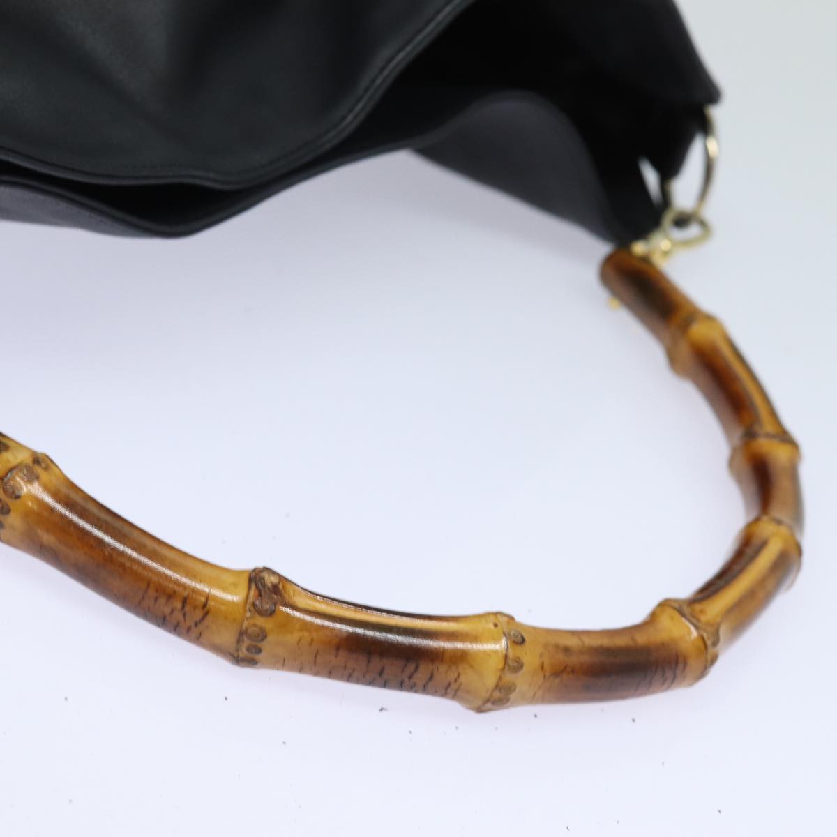 GUCCI Bamboo Shoulder Bag Leather 2way Black 001 1781 80887