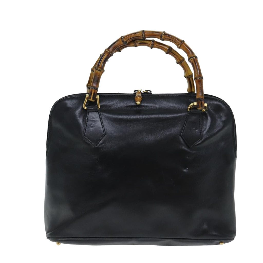 GUCCI Bamboo Hand Bag Leather 2way Black 000 1186 0289 80888