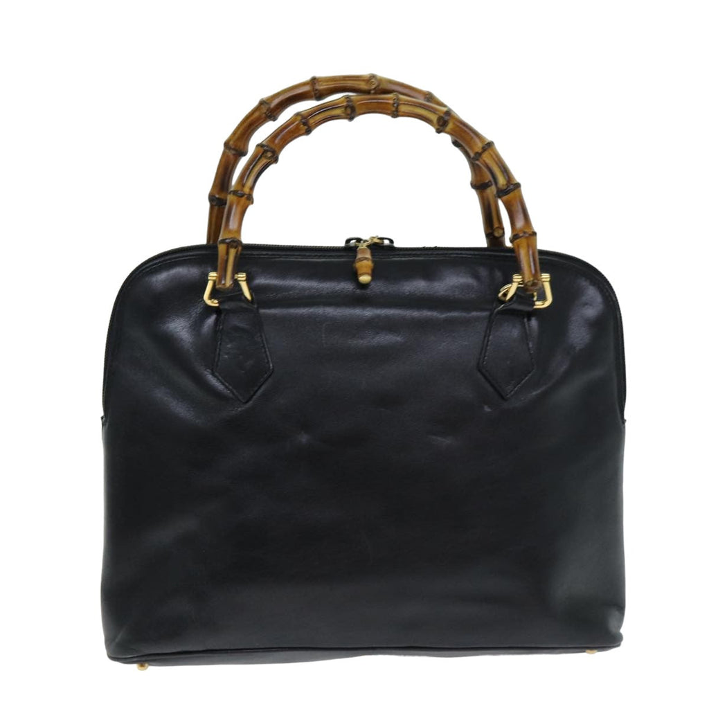 GUCCI Bamboo Hand Bag Leather 2way Black 000 1186 0289 80888