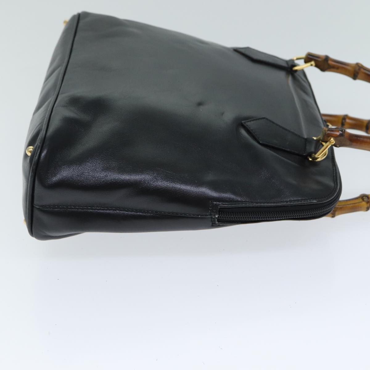 GUCCI Bamboo Hand Bag Leather 2way Black 000 1186 0289 80888