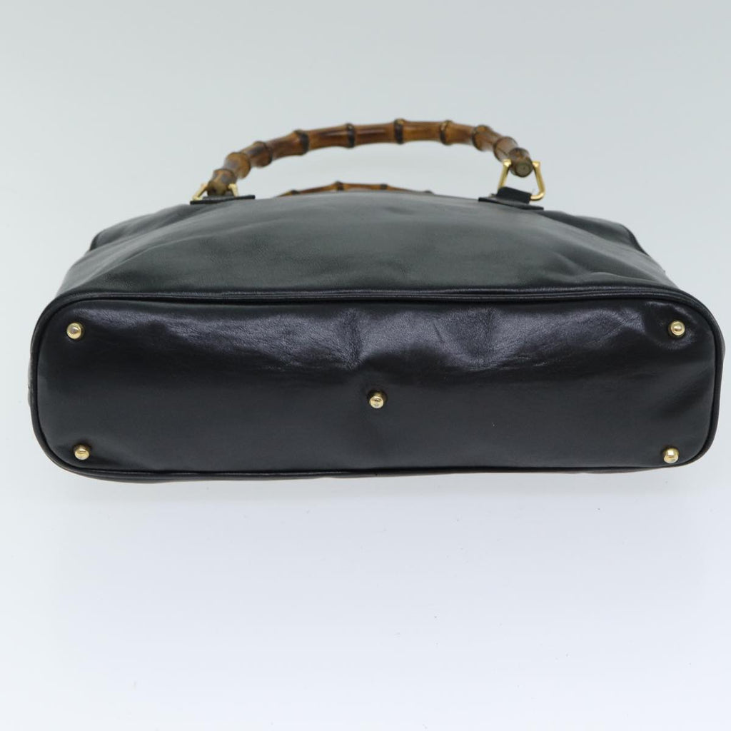 GUCCI Bamboo Hand Bag Leather 2way Black 000 1186 0289 80888