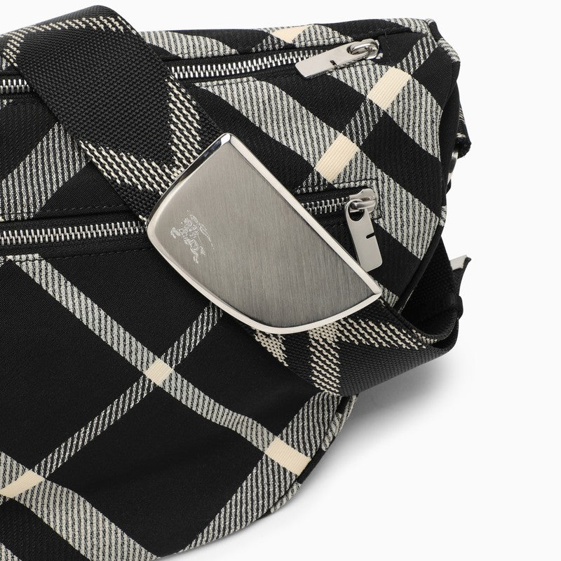 Burberry Shield Large Messenger Bag Black/Calico Cotton Blend With Check Pattern Men