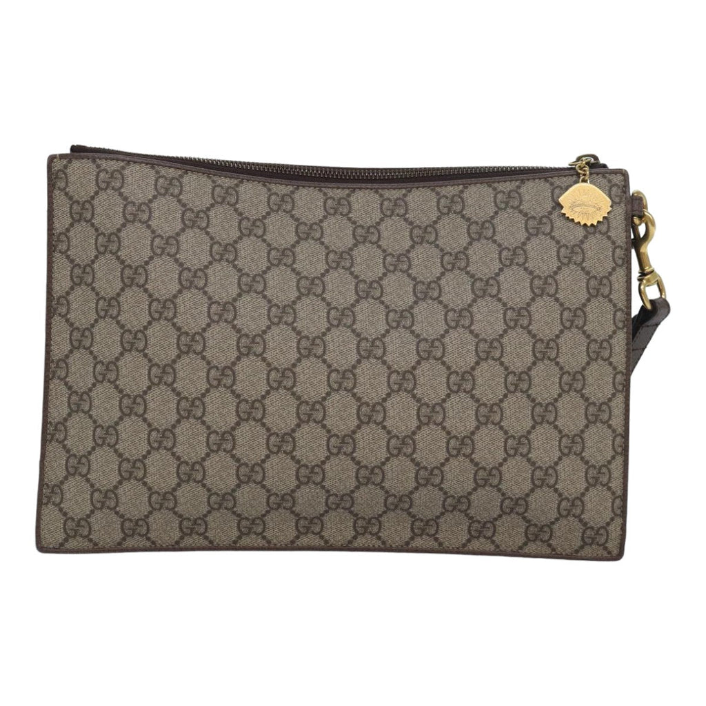 GUCCI GG Supreme Clutch Bag PVC Leather Beige 473915 80898