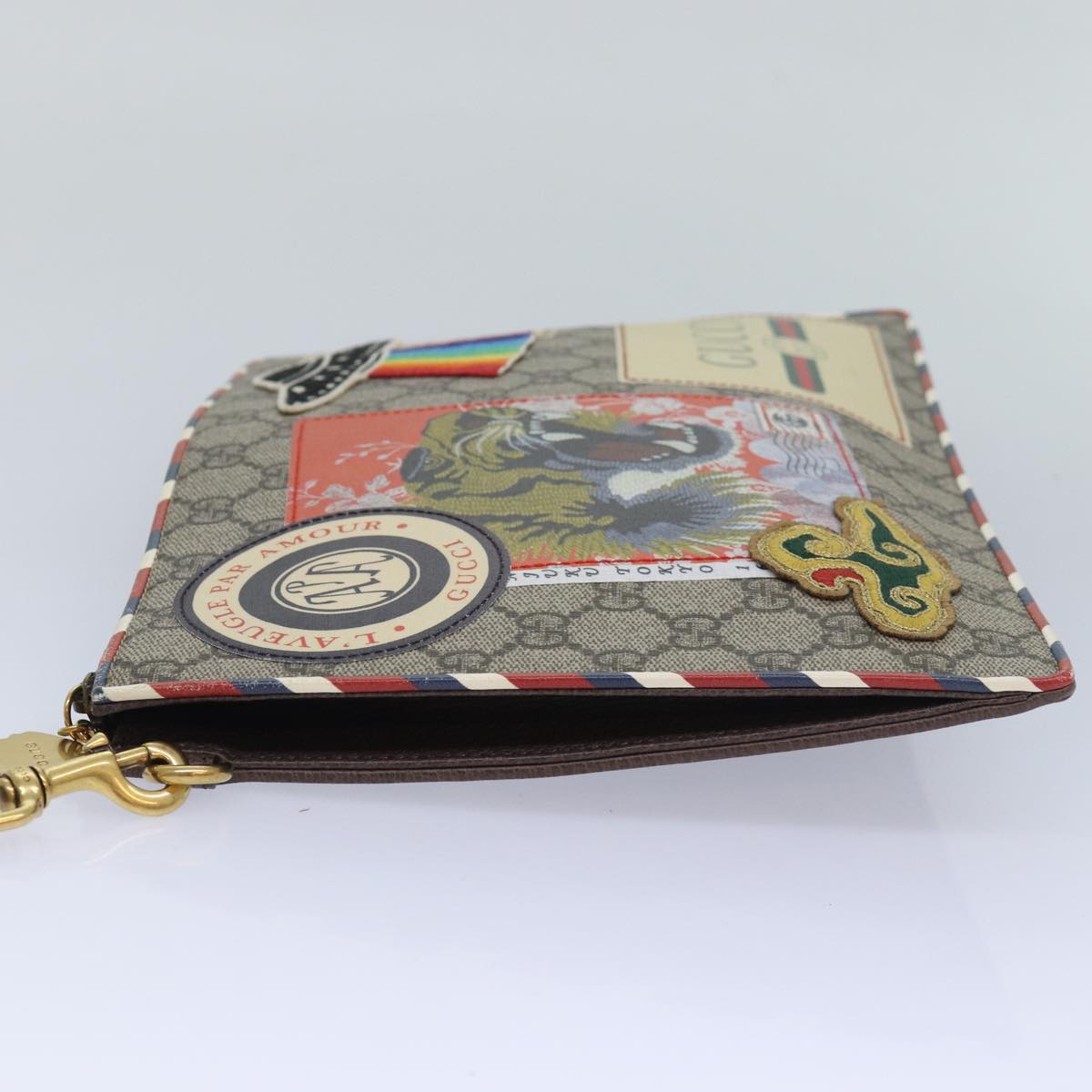 GUCCI GG Supreme Clutch Bag PVC Leather Beige 473915 80898