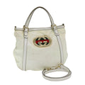 GUCCI Interlocking Web Sherry Bag Coated Canvas 2way White 162886 80900