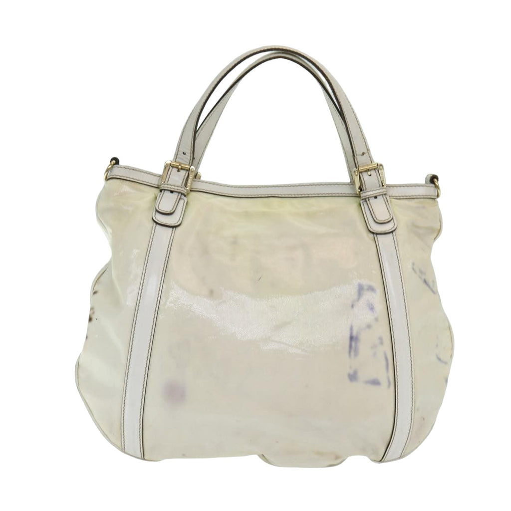 GUCCI Interlocking Web Sherry Bag Coated Canvas 2way White 162886 80900