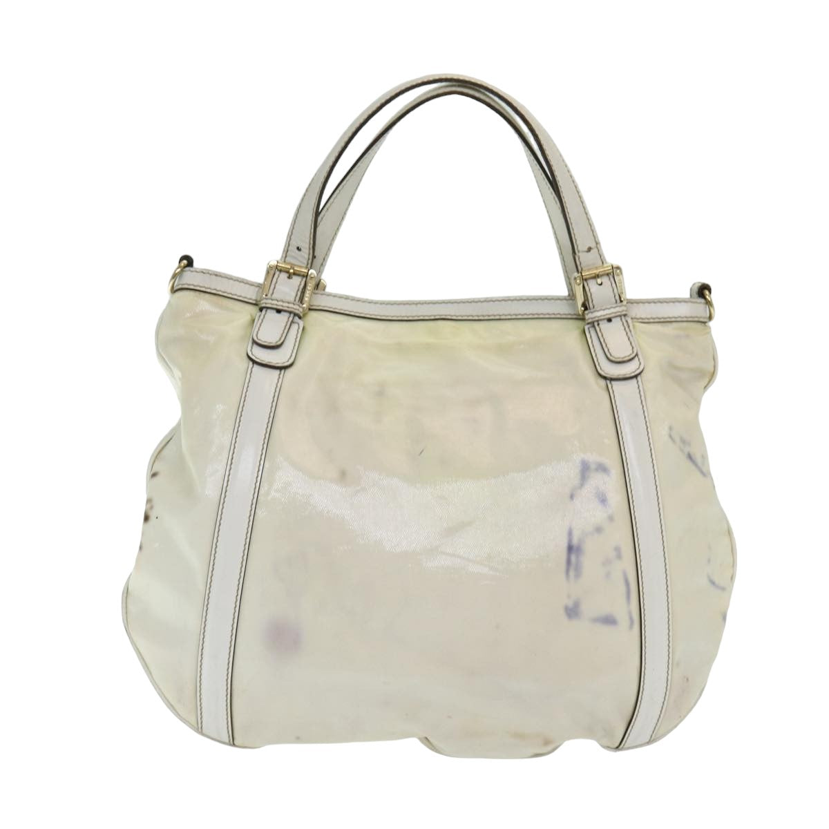GUCCI Interlocking Web Sherry Bag Coated Canvas 2way White 162886 80900