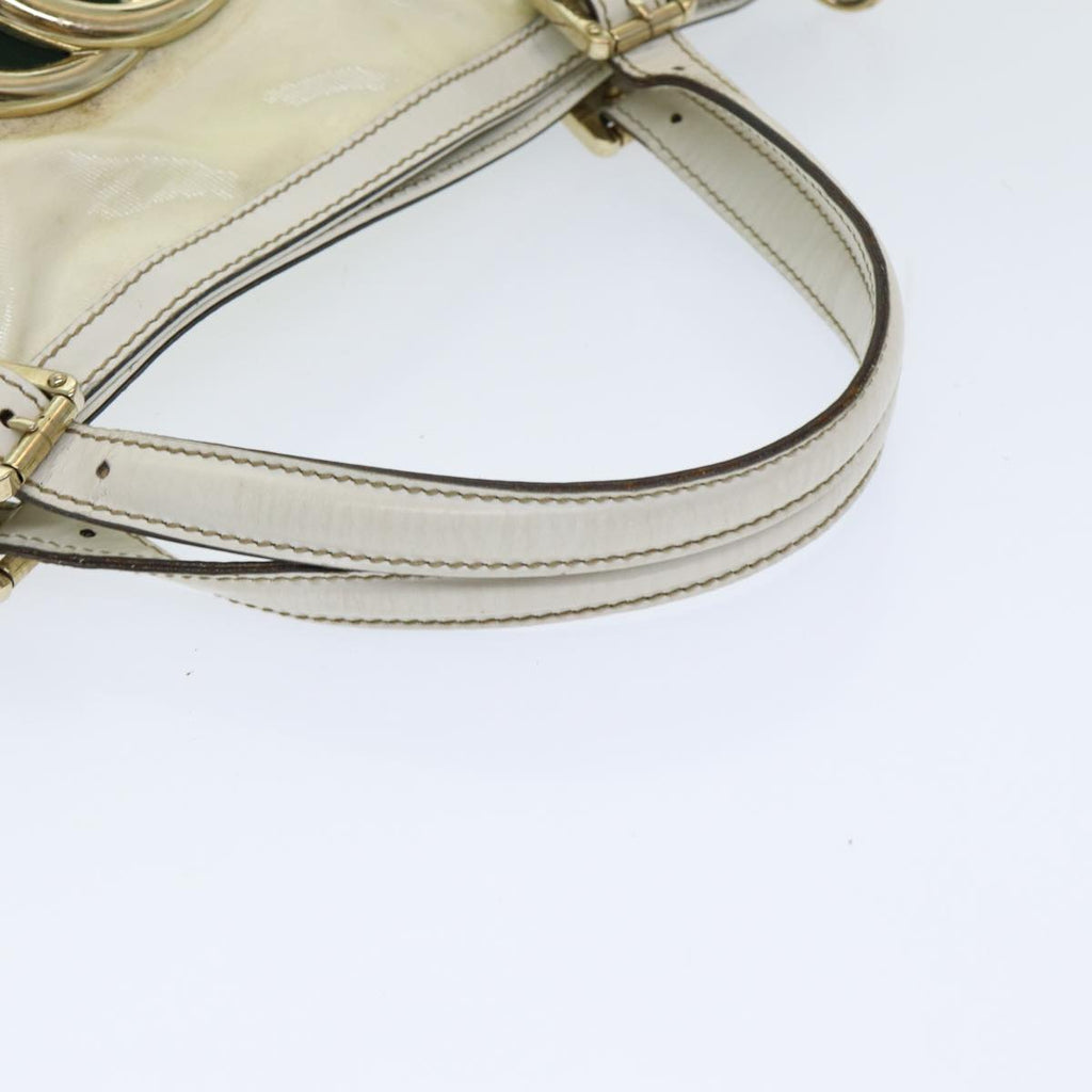 GUCCI Interlocking Web Sherry Bag Coated Canvas 2way White 162886 80900
