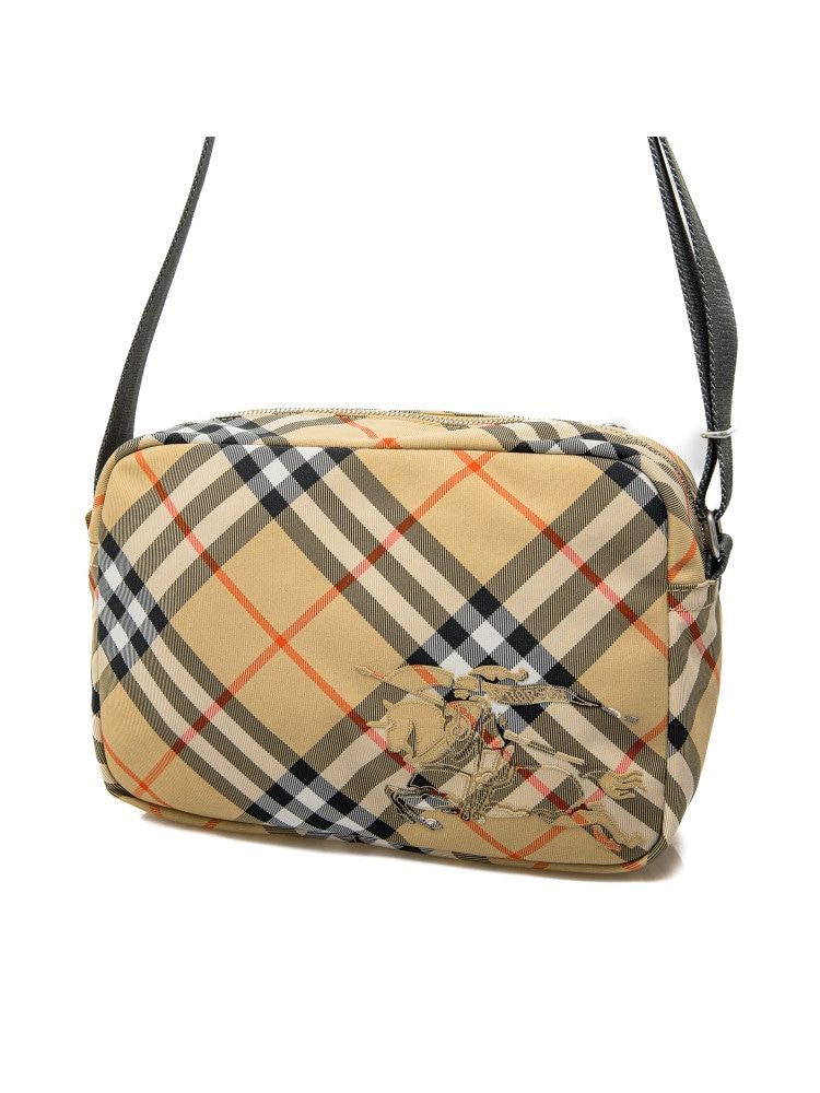 CHECK PATTERNED BEIGE SHOULDER BAG