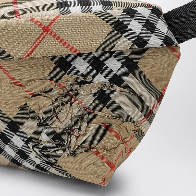Burberry Check Patterned Beige Waist Bag Men