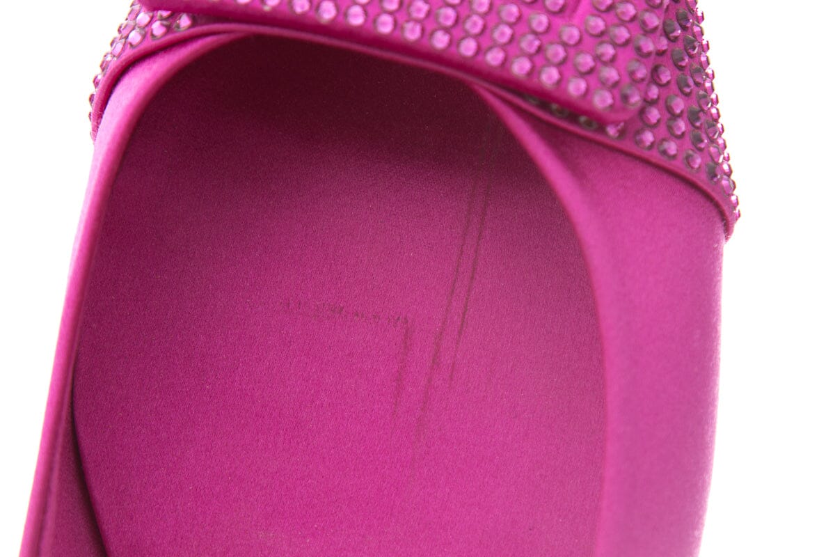 Roger Vivier Fuchsia Satin & Crystal Flats SZ 39