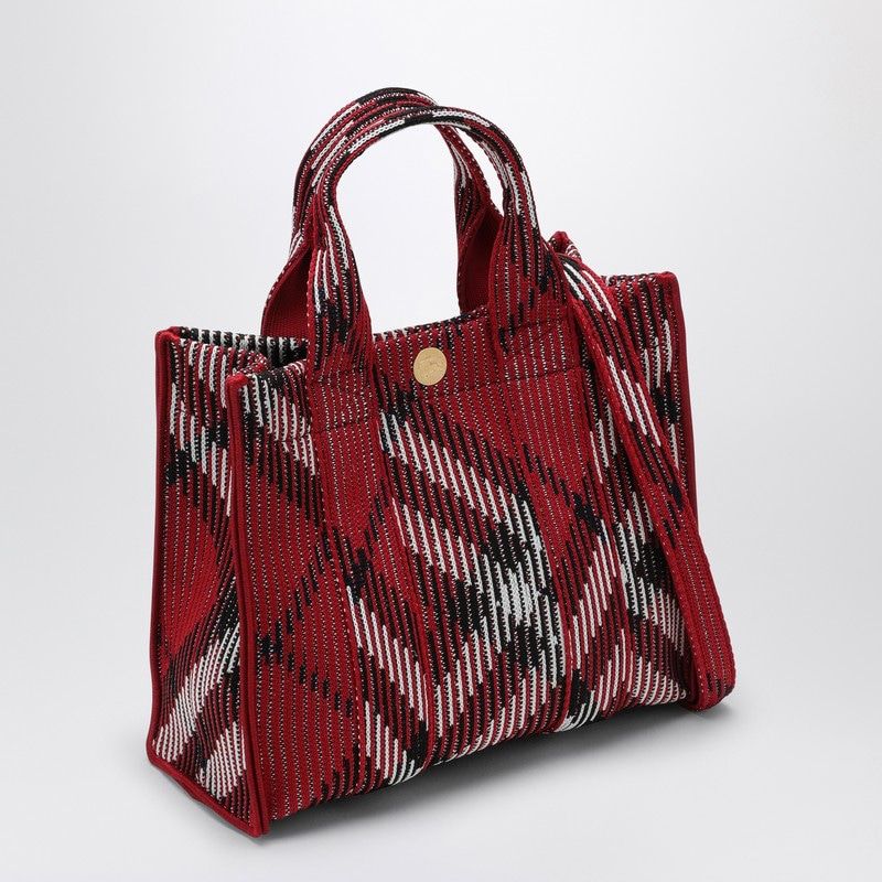 MINI KNITTED TOTE BAG WITH CHECK PATTERN