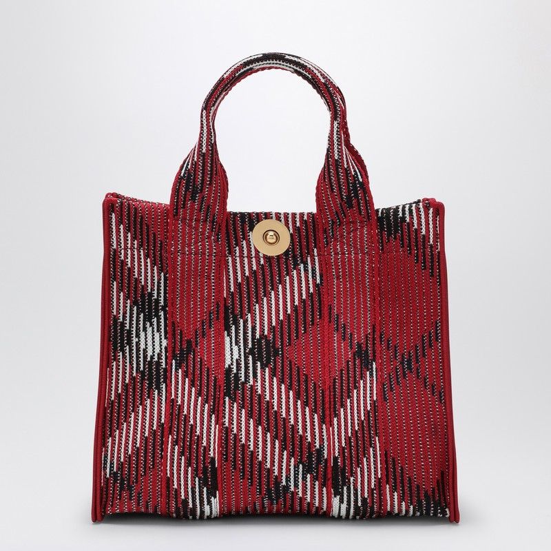 MINI KNITTED TOTE BAG WITH CHECK PATTERN